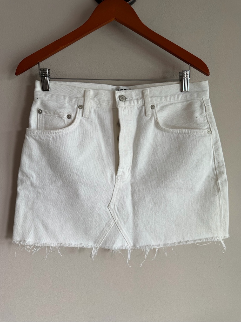 Agolde White Denim Mini Skirt